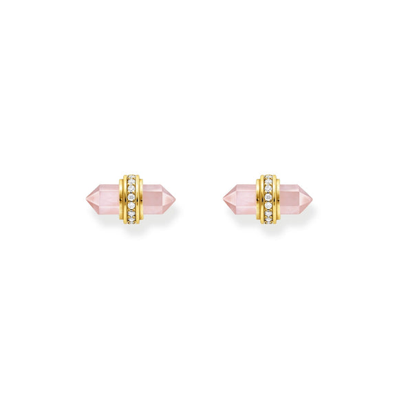 THOMAS SABO Crystal Ear Studs with Rose Quartz Gold TH2281RQY