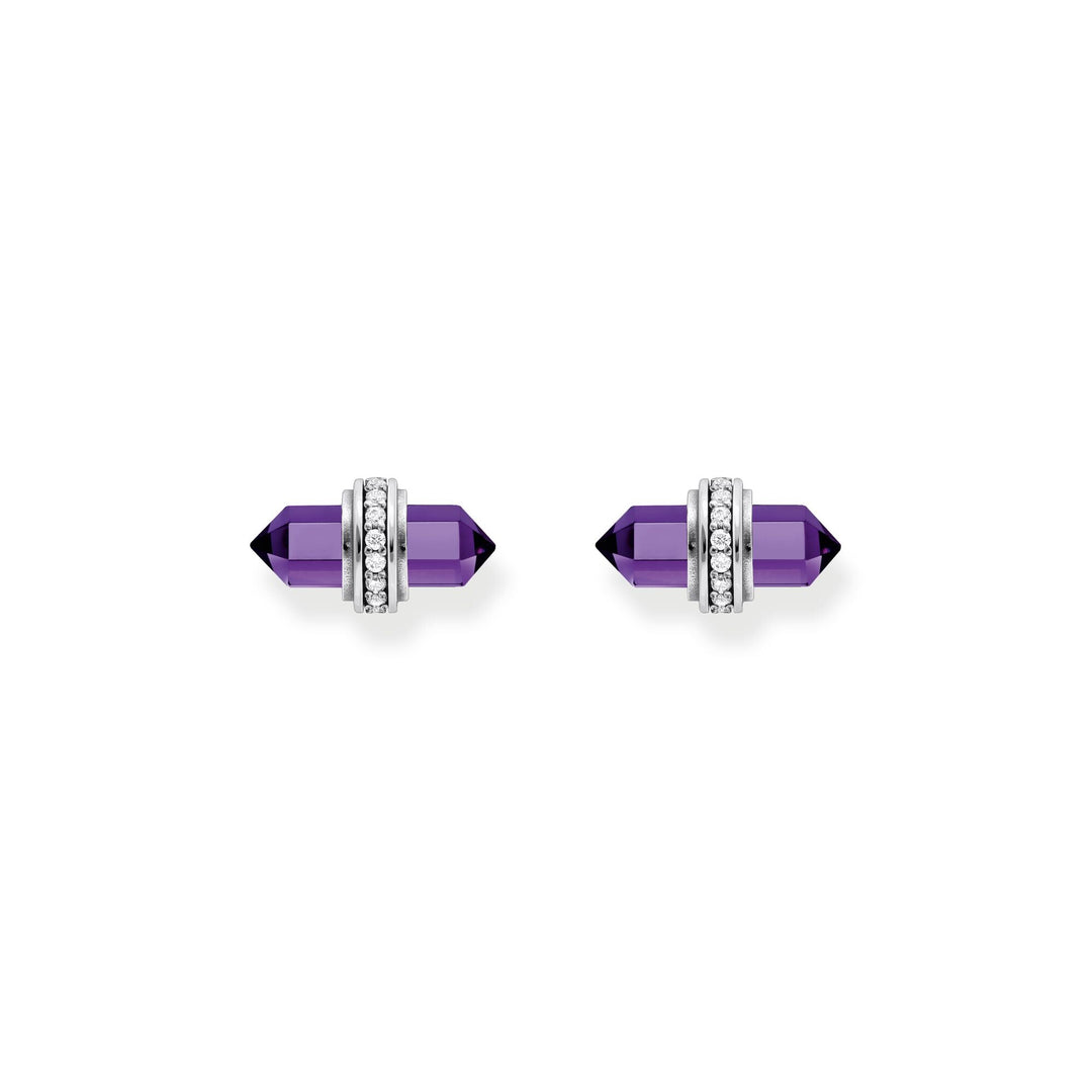 THOMAS SABO Crystal Stud Earrings with Imitation Amethyst Silver TH2281AM