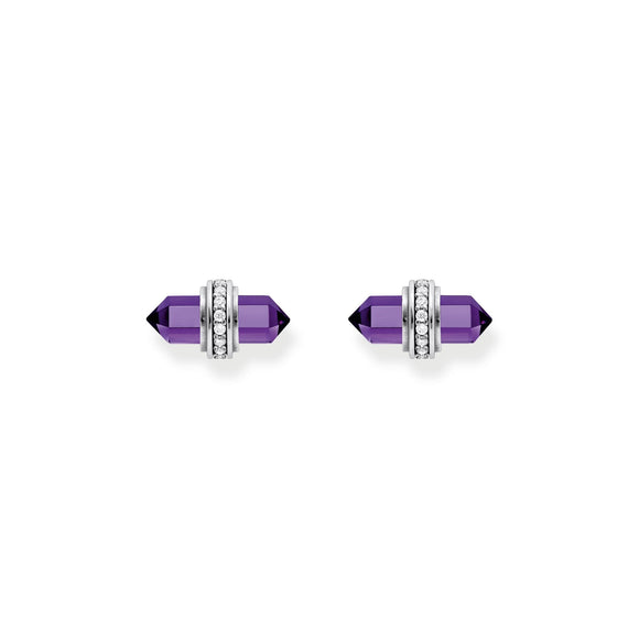 THOMAS SABO Crystal Stud Earrings with Imitation Amethyst Silver TH2281AM