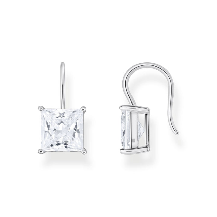 THOMAS SABO Earrings with square stone pendant in white silver TH2289