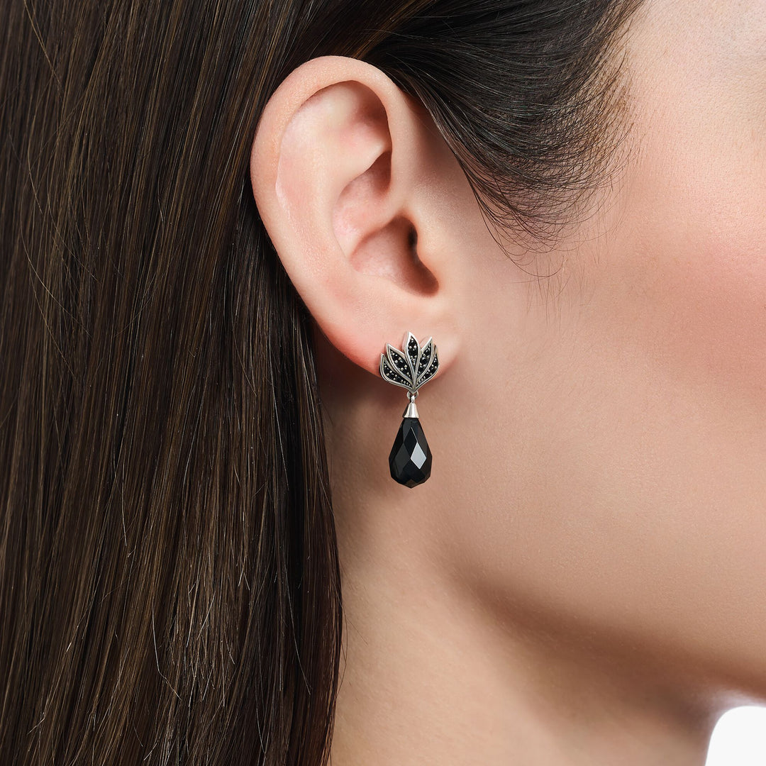 THOMAS SABO Blackened ear studs with drop-shaped TH2294BCZ