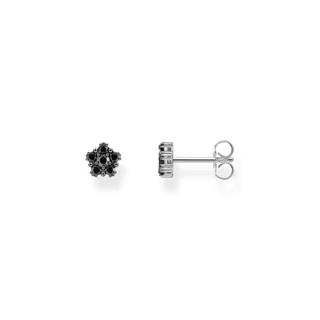 THOMAS SABO Blackened Flower ear studs with black zirconia TH2297