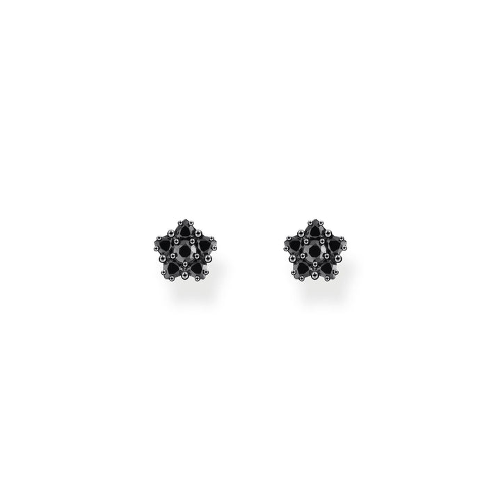 THOMAS SABO Blackened Flower ear studs with black zirconia TH2297