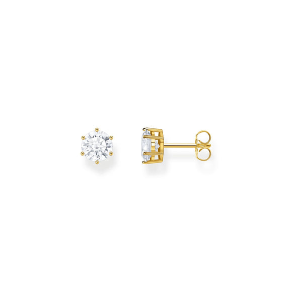 THOMAS SABO Gold Ear studs with big, white zirconia TH2300Y