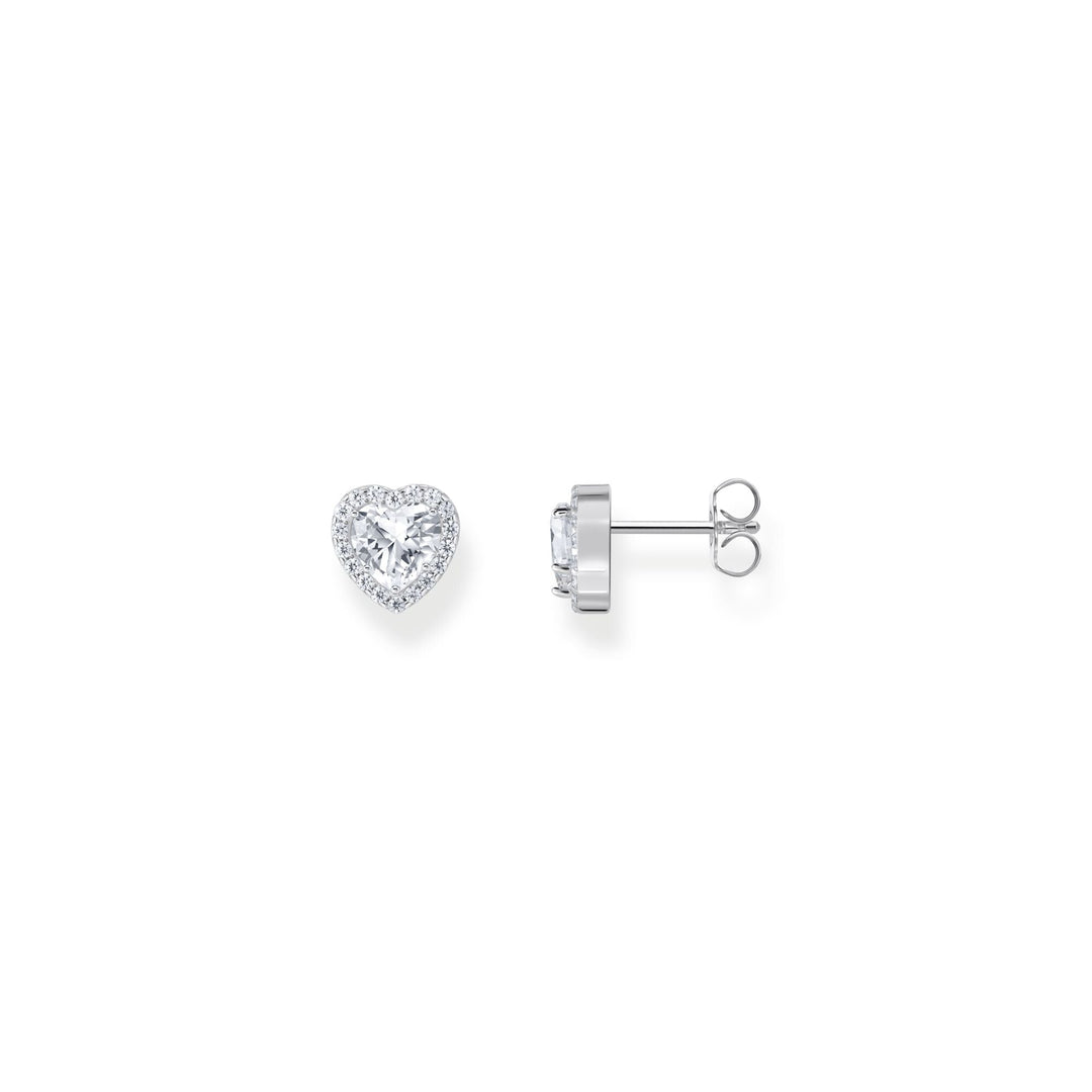 THOMAS SABO Heart-shaped halo ear studs with zirconia TH2305