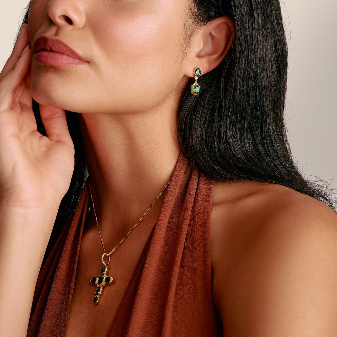 THOMAS SABO Earrings with Green Stones TH2334GRY