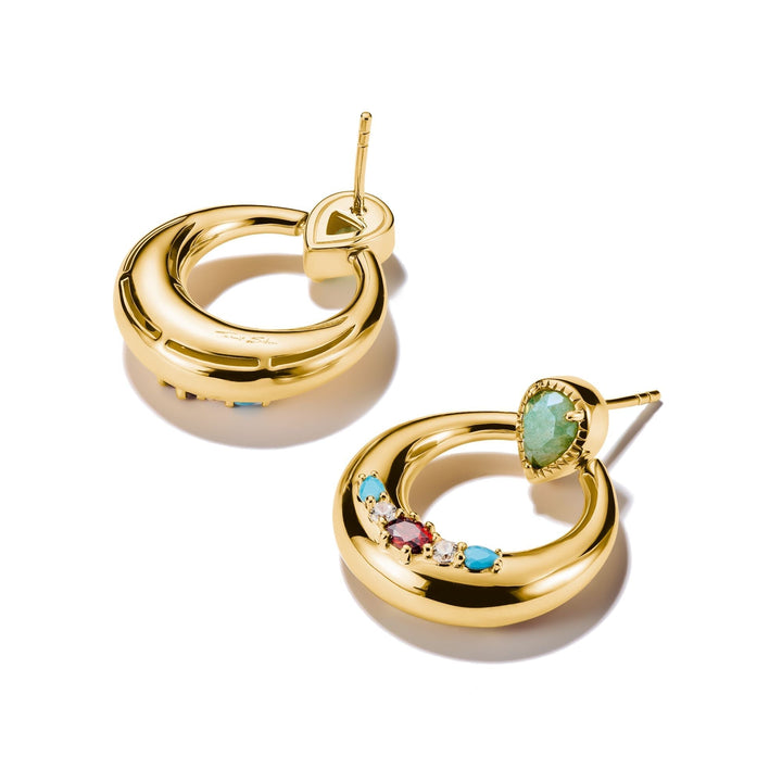 THOMAS SABO Half-Hoop Earrings with Green, White & Red Stones TH2335Y