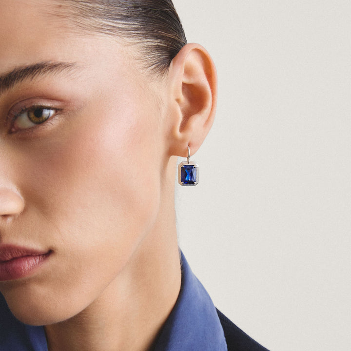 THOMAS SABO Earrings with Nanocrystal in Octagon Cut TH2339BLU