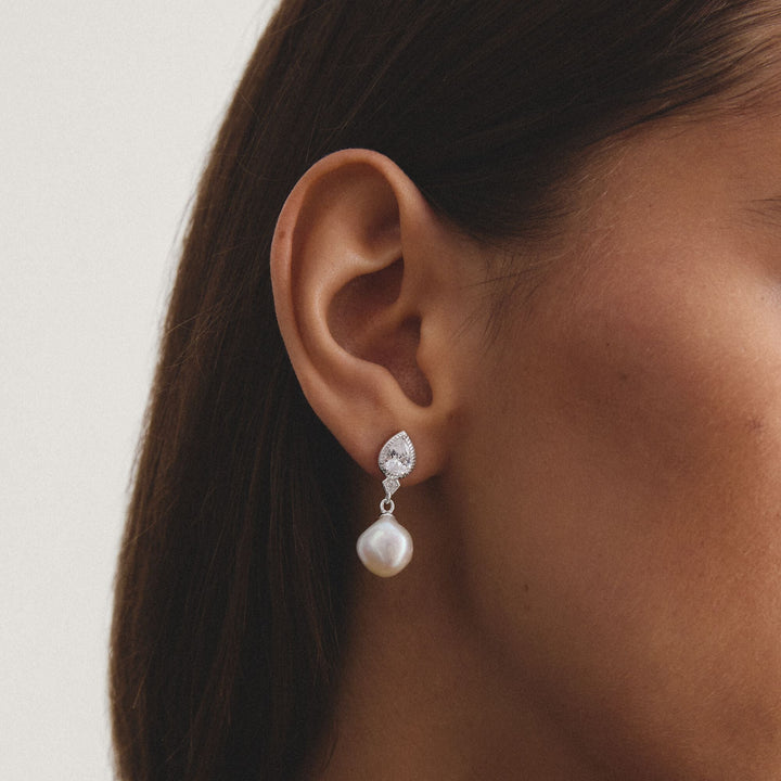 THOMAS SABO Earrings Pearl with Zirconia in Teardrop Shape TH2349