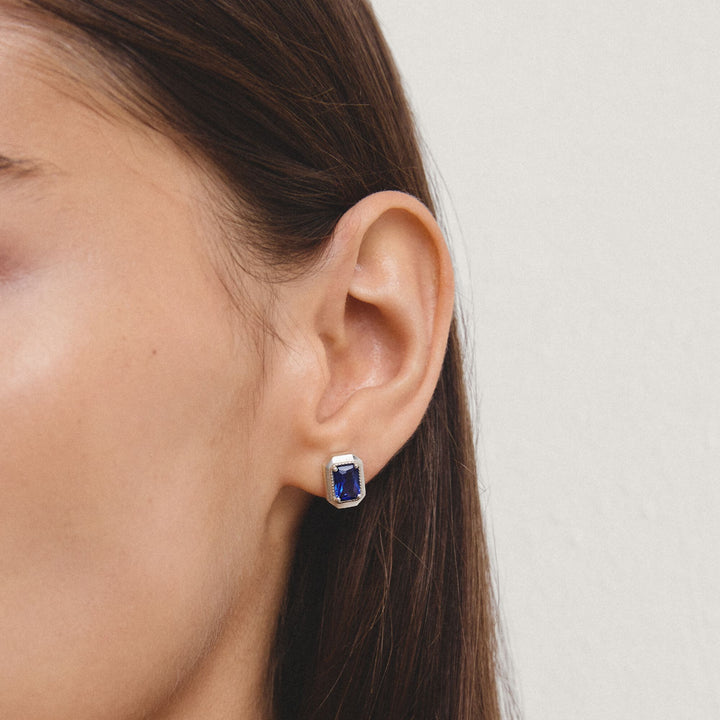 THOMAS SABO Ear Studs with Nanocrystal in Octagon Cut TH2353BLU