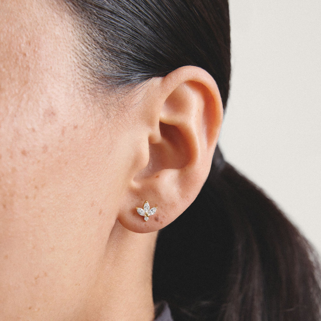 Thomas Sabo Stud earrings flower with zirconia in teardrop shape TH2371MY