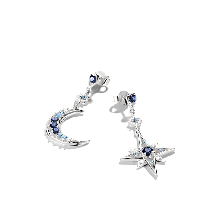 Thomas Sabo Earrings moon and star with blue stonesTH2379BLU