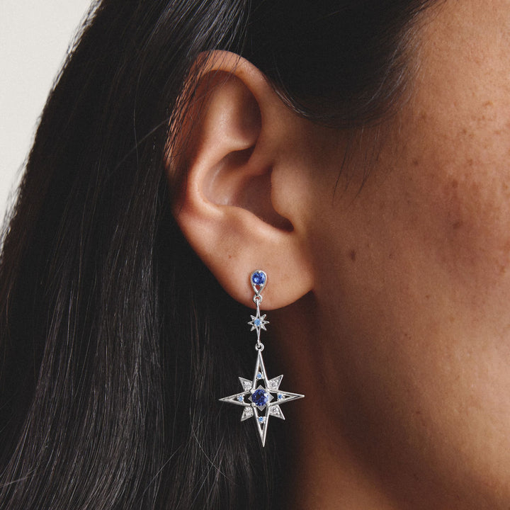 Thomas Sabo Earrings moon and star with blue stonesTH2379BLU