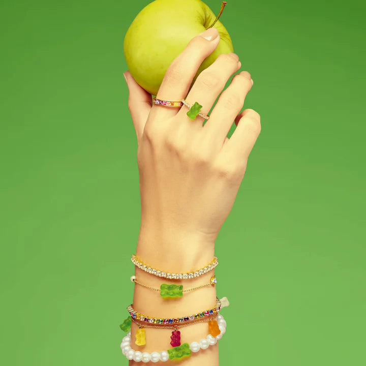 THOMAS SABO Pearl bracelet with green goldbears