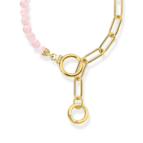 THOMAS SABO Link Necklace with Rose Quartz Beads Gold TKE2193RQY