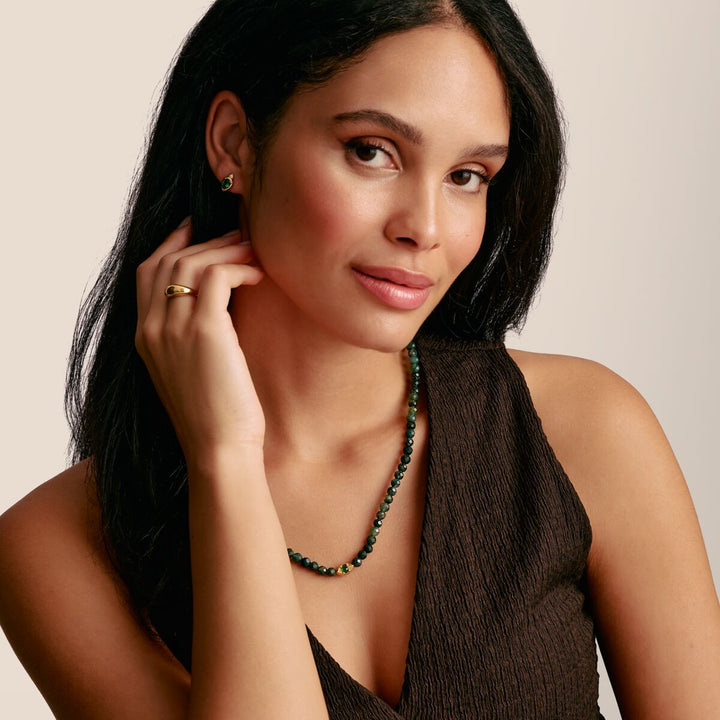 THOMAS SABO Elyndra Necklace with Green Moss Agate Beads TKE2332GRY