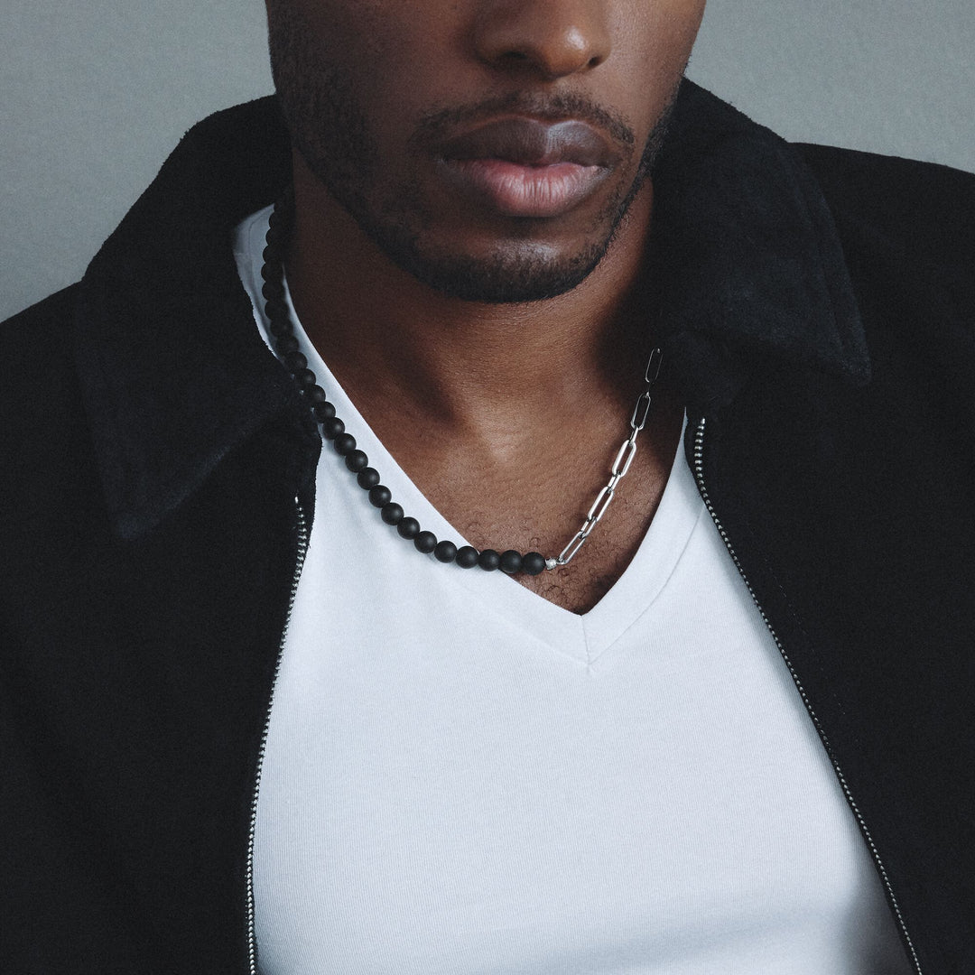Thomas Sabo Stainless Steel Obsidian Bead Necklace TKE2403SBL