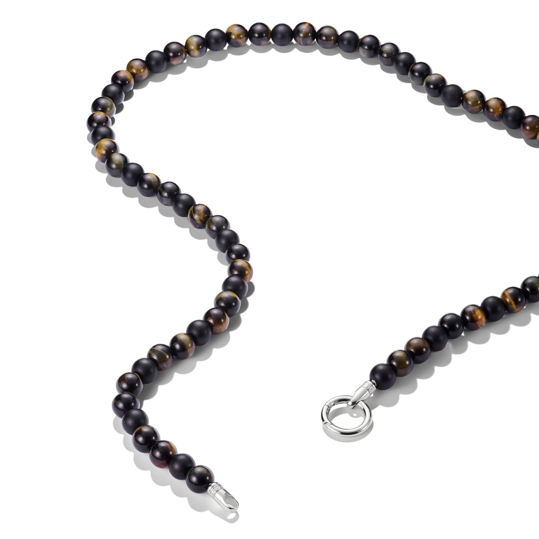 Thomas Sabo Stainless Steel Obsidian and Tiger's Eye Bead Necklace TKE2411S