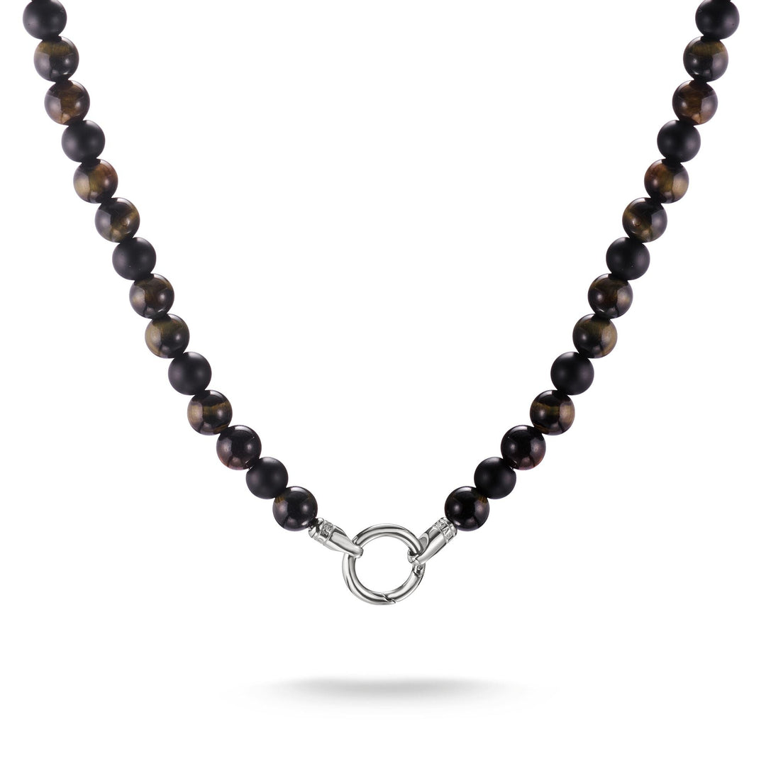 Thomas Sabo Stainless Steel Obsidian and Tiger's Eye Bead Necklace TKE2411S