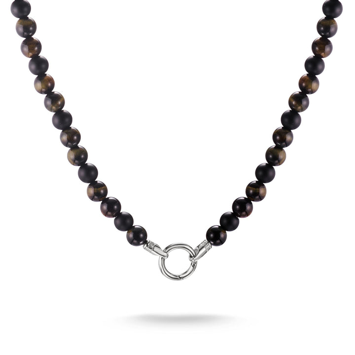 Thomas Sabo Stainless Steel Obsidian and Tiger's Eye Bead Necklace TKE2411S