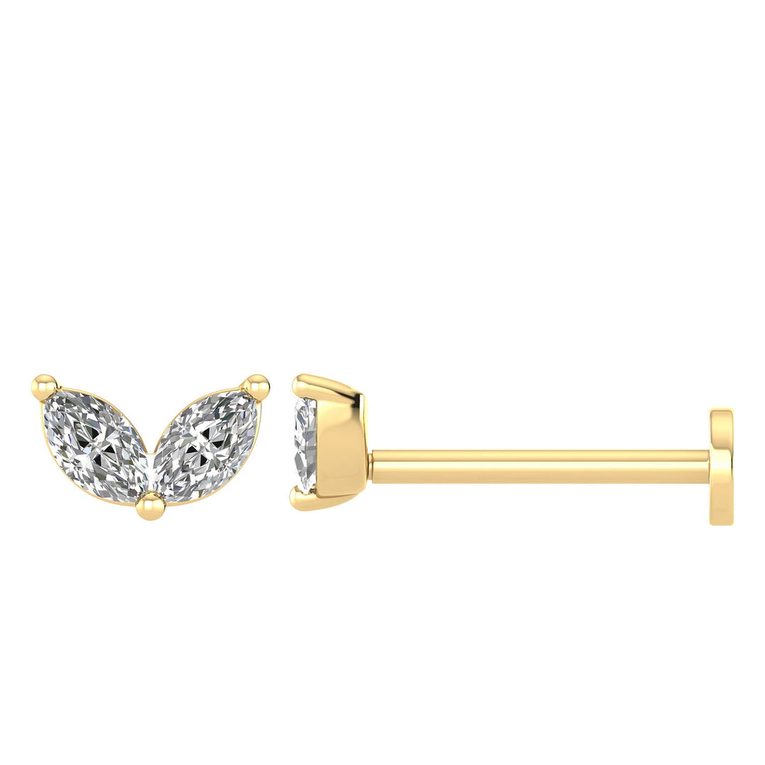 0.12ct Lab Grown Diamond Flat Back Earring in 9K Yellow Gold