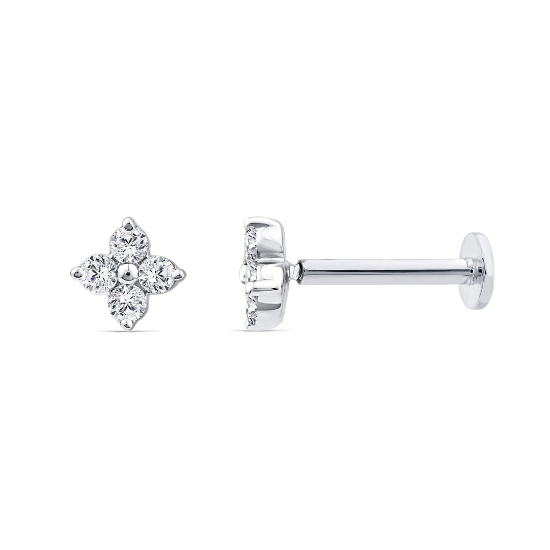 0.03ct Lab Grown Diamond Flat Back Earring in 9K White Gold
