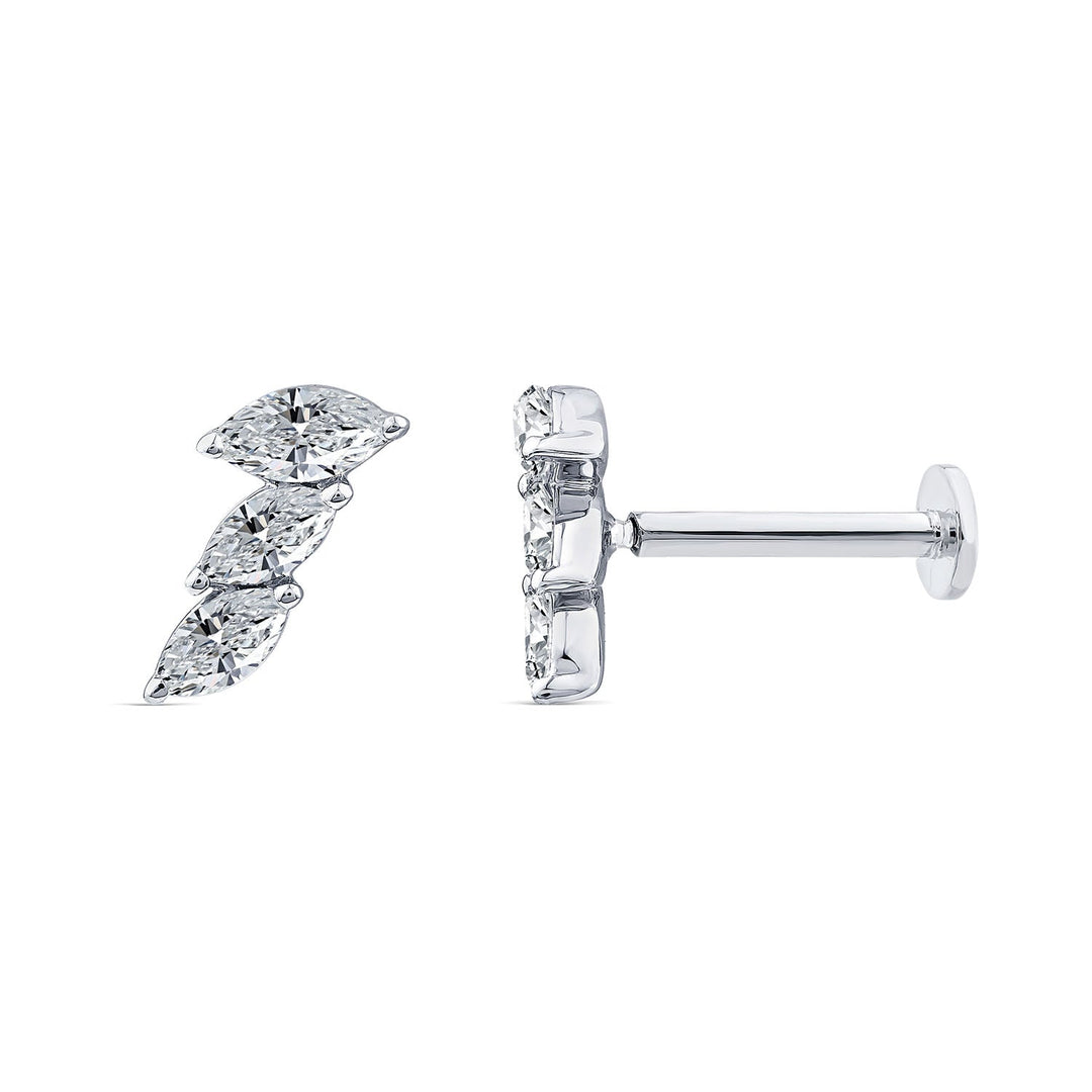 0.12ct Lab Grown Diamond Flat Back Earring in 9K White Gold