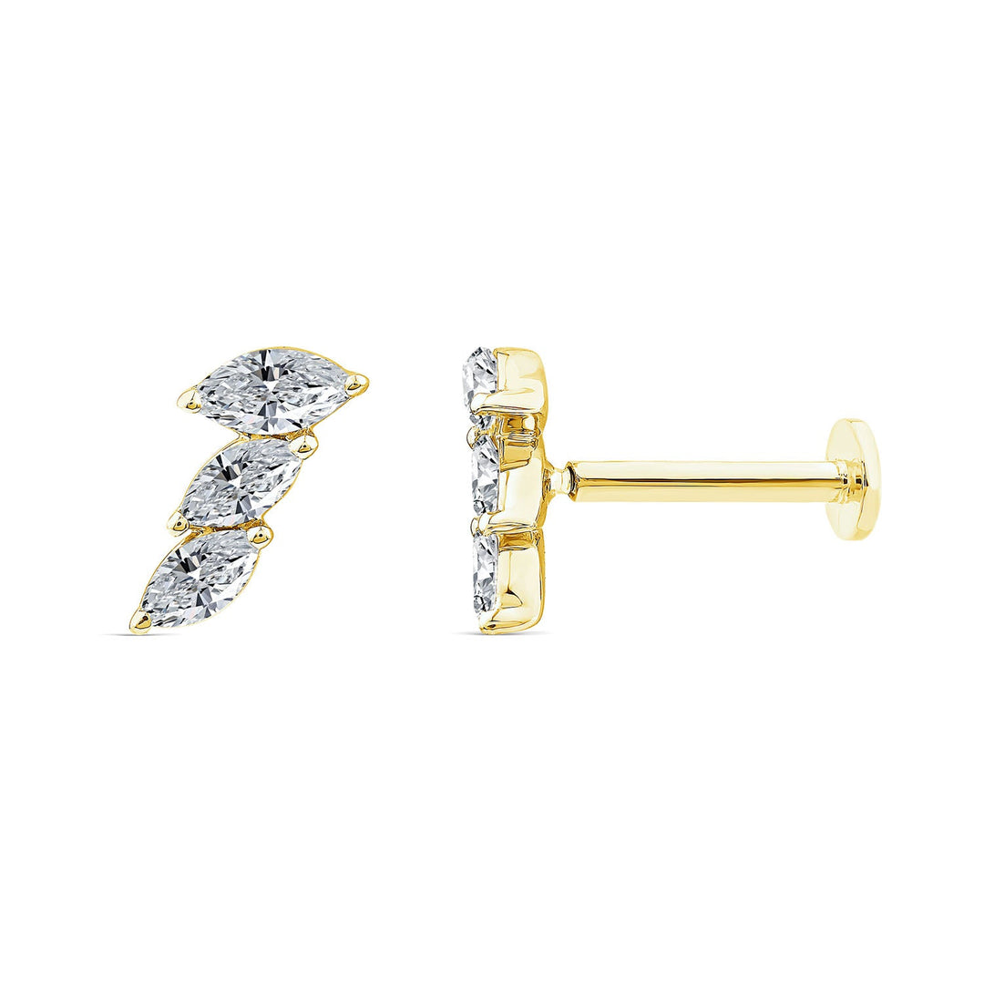 0.12ct Lab Grown Diamond Flat Back Earring in 9K Yellow Gold