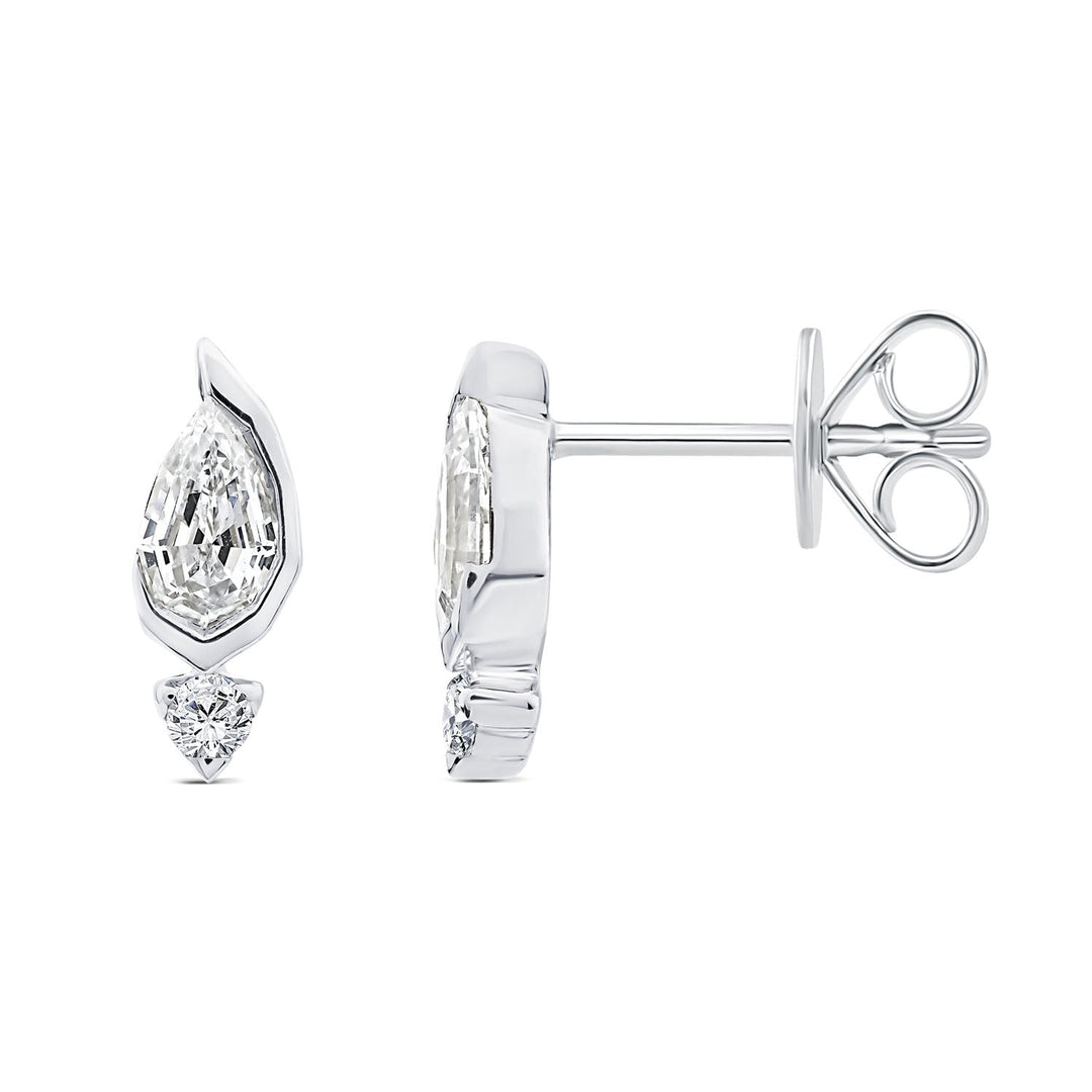0.65ct Pear Lab Grown Diamond Asterly Stud Earrings in 9K White Gold