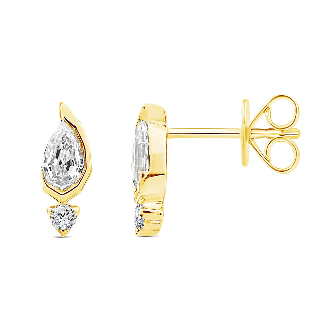 0.65ct Pear Lab Grown Diamond Asterly Stud Earrings in 9K Yellow Gold