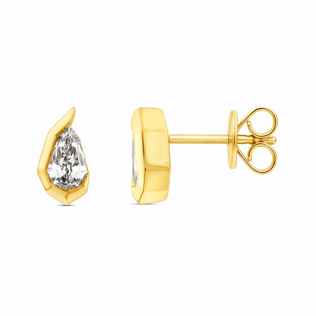 0.60ct Pear Lab Grown Diamond Asterly Stud Earrings in 9K Yellow Gold