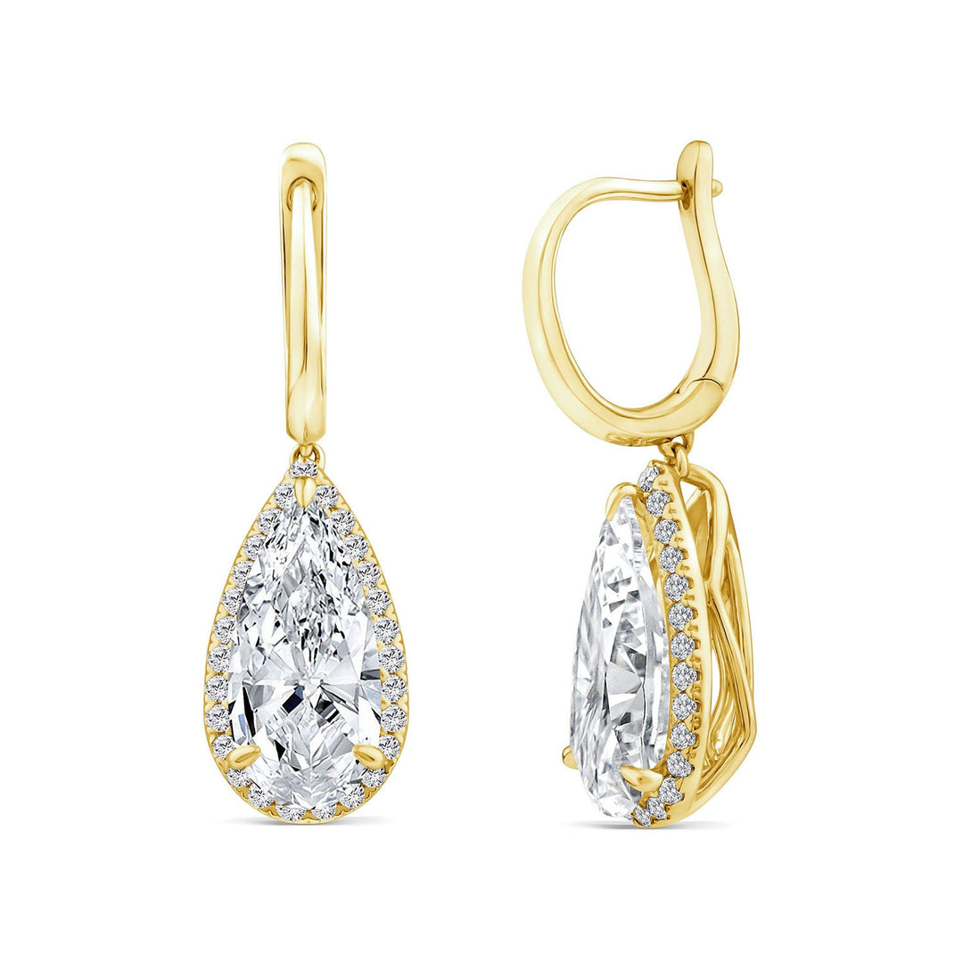 5.37ct Elongated Pear Lab Grown Diamond Drop Earrings in 18K Yellow Gold