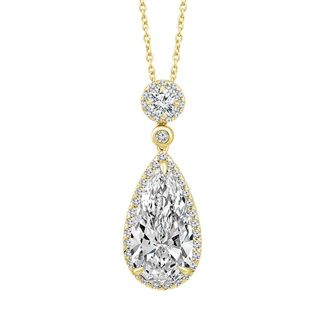 3.45ct Elongated Pear Lab Grown Diamond Necklace in 18K Yellow Gold