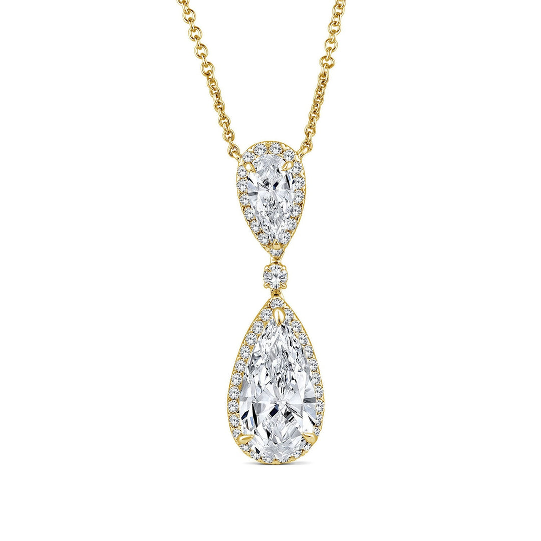 2.84ct Elongated Pear Lab Grown Diamond Necklace in 18K Yellow Gold