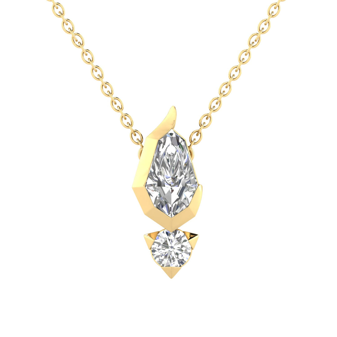 0.60ct Pear Lab Grown Diamond Asterly Necklace in 9K Yellow Gold