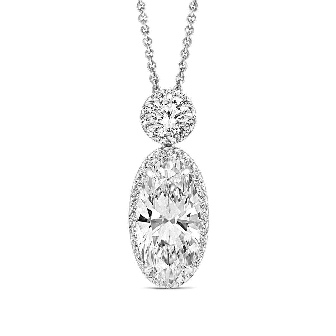 3.07ct Elongated Oval Lab Grown Diamond Necklace in 18K White Gold