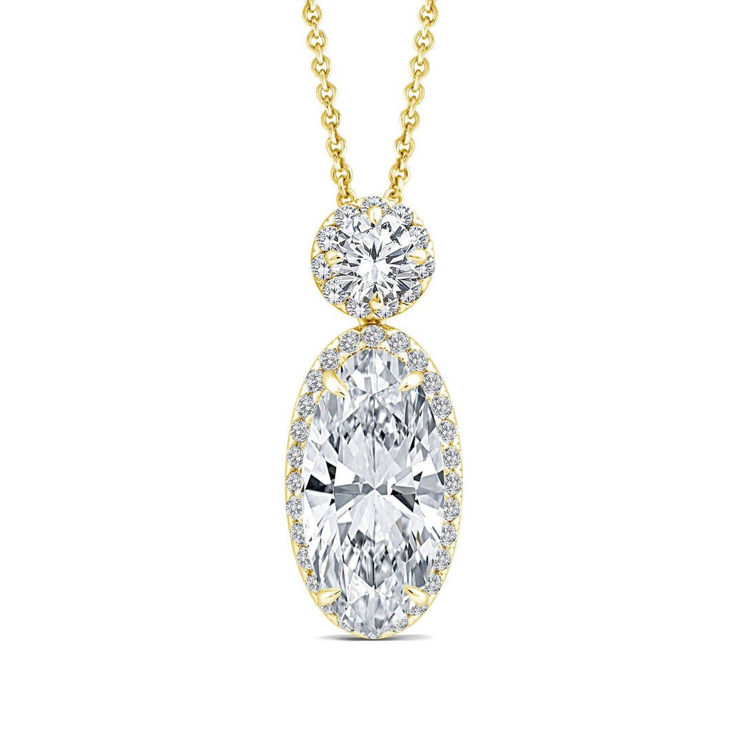 3.07ct Elongated Oval Lab Grown Diamond Necklace in 18K Yellow Gold