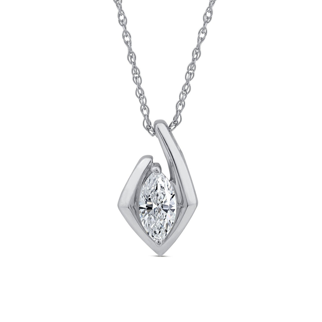 0.10ct Marquise Lab Grown Diamond Necklace in 9K White Gold