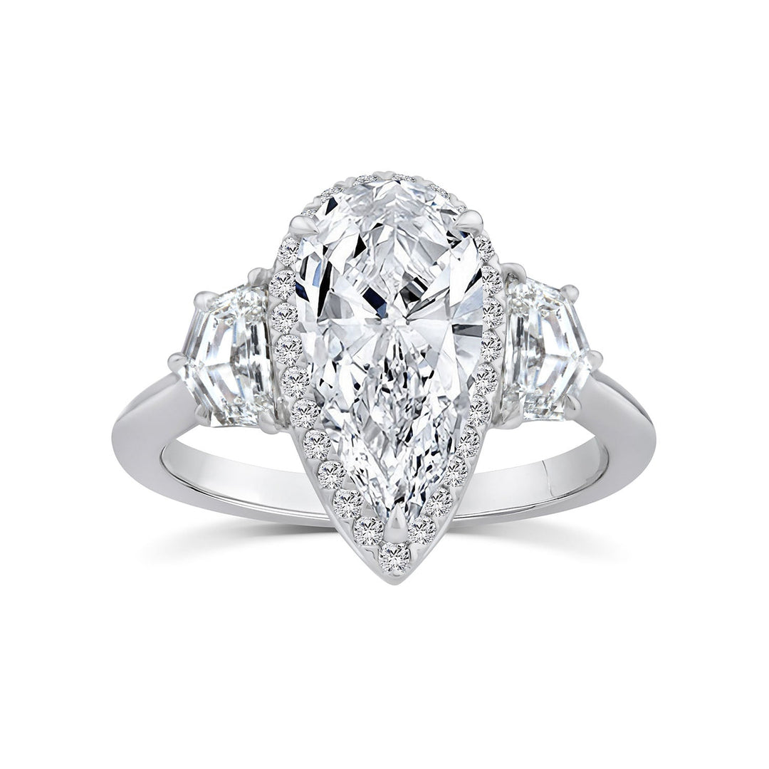3.48ct Elongated Pear Lab Grown Diamond Ring in Platinum