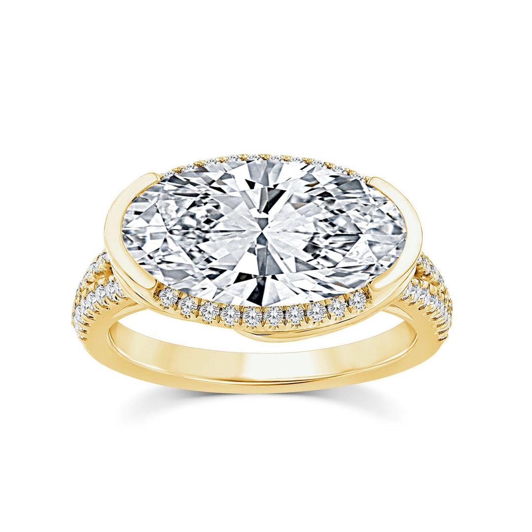 4.33ct Elongated Oval Lab Grown Diamond Ring in 18K Yellow Gold
