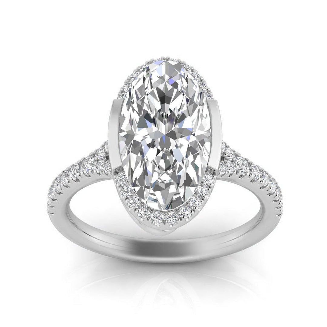 4.30ct Elongated Oval Lab Grown Diamond Ring in Platinum