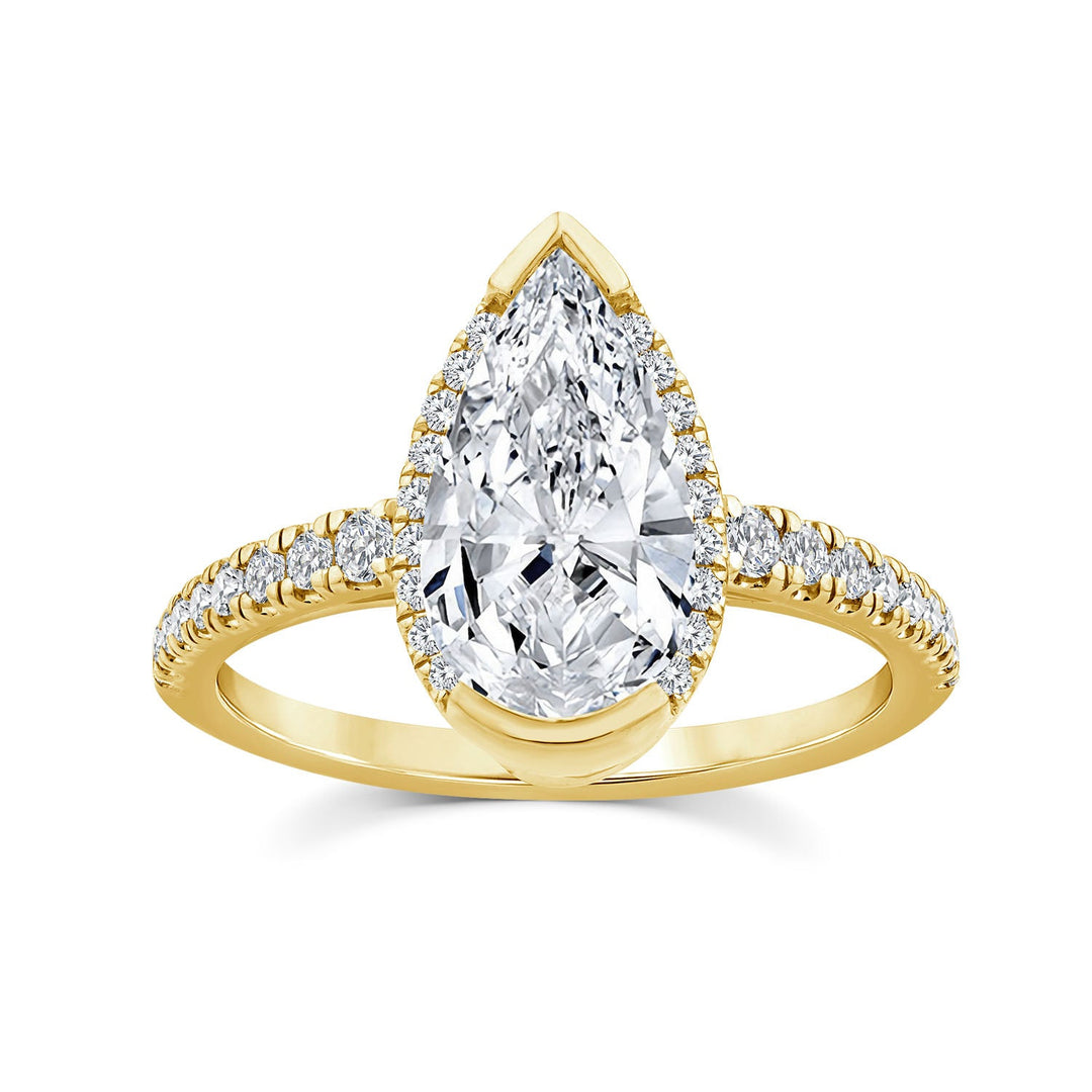 2.30ct Elongated Pear Lab Grown Diamond Ring in 18K Yellow Gold
