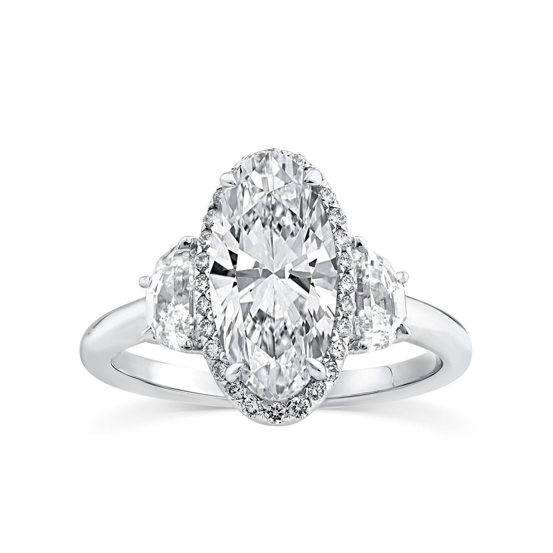 3.00ct Elongated Oval Lab Grown Diamond Ring in Platinum