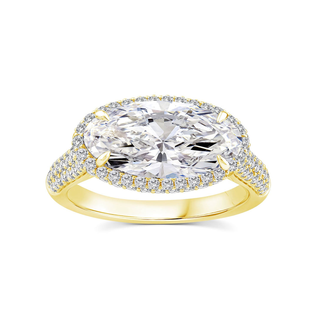 3.75ct Elongated Oval Lab Grown Diamond Ring in 18K Yellow Gold