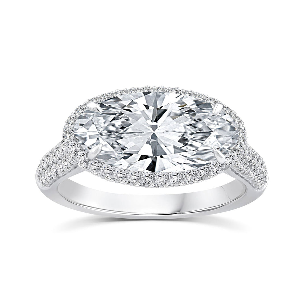 3.75ct Elongated Oval Lab Grown Diamond Ring in Platinum
