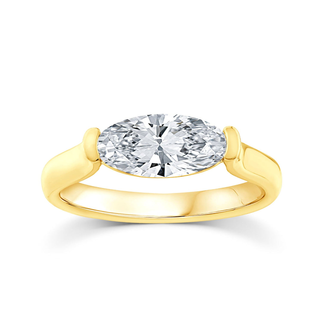 2.00ct Elongated Oval Lab Grown Diamond Ring in 18K Yellow Gold