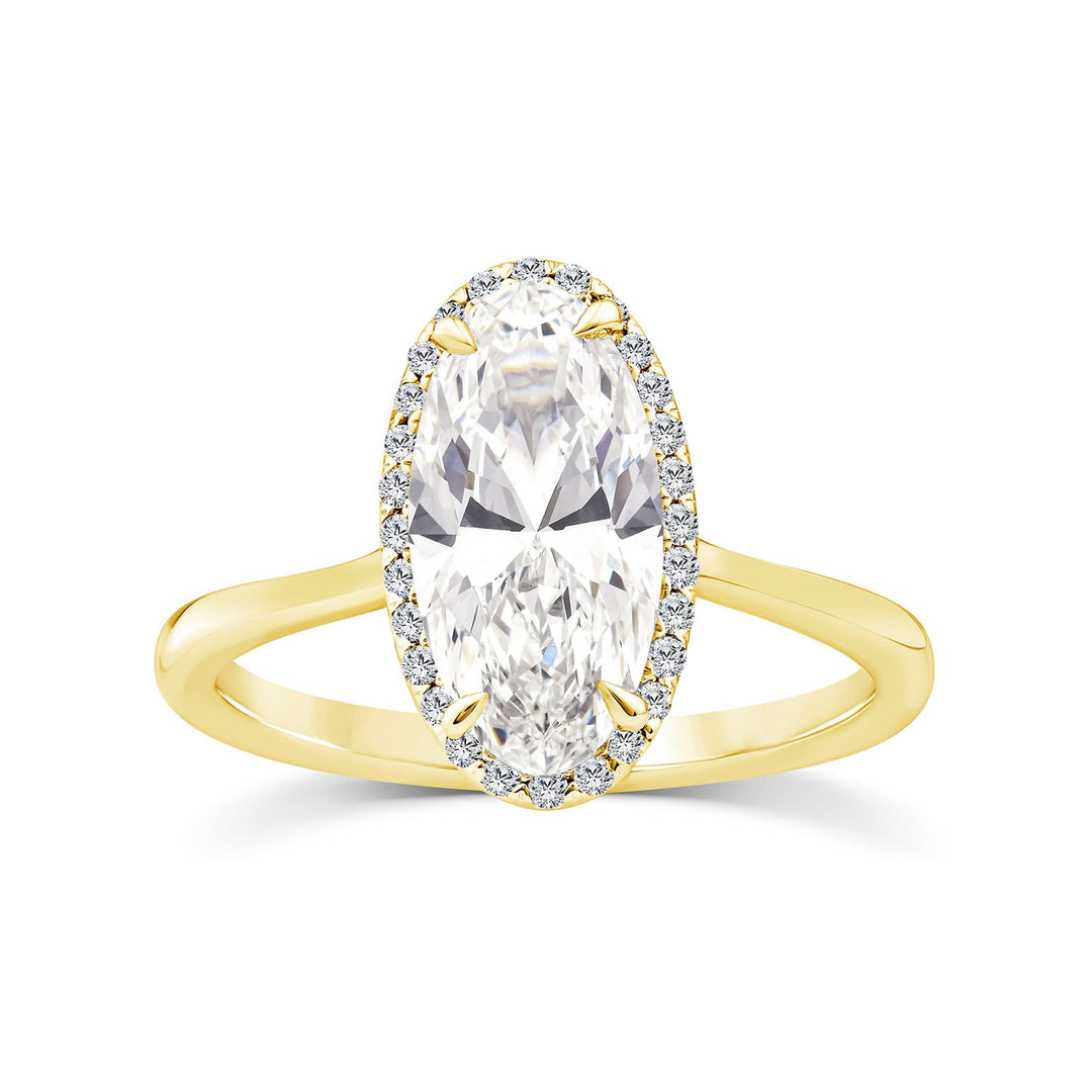 2.10ct Elongated Oval Lab Grown Diamond Ring in 18K Yellow Gold