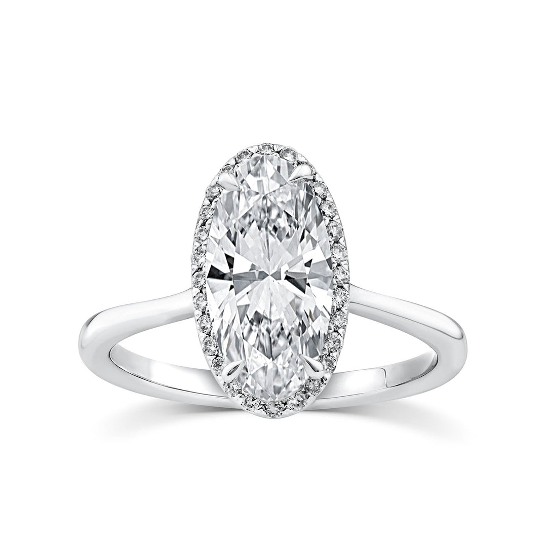 2.10ct Elongated Oval Lab Grown Diamond Ring in Platinum