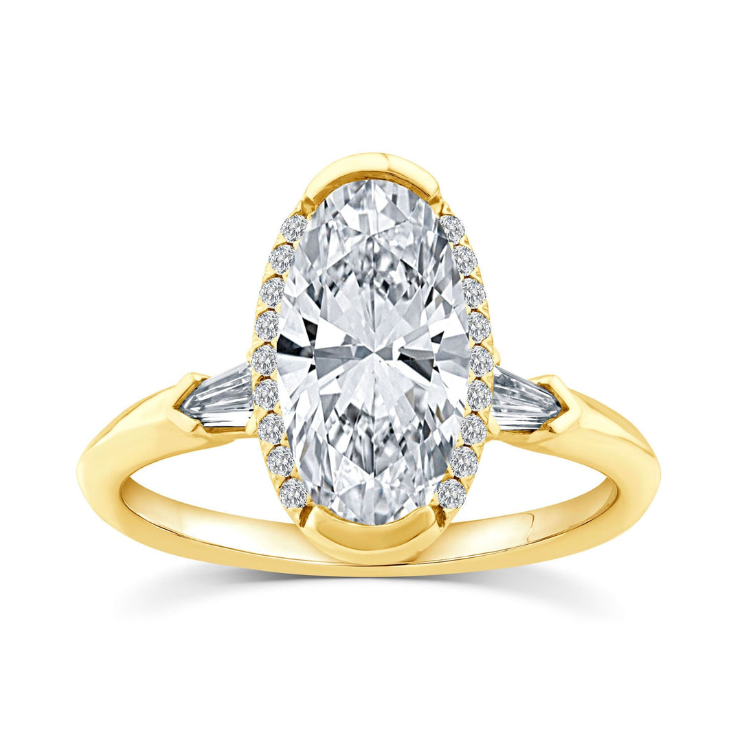 2.25ct Elongated Oval Lab Grown Diamond Ring in 18K Yellow Gold