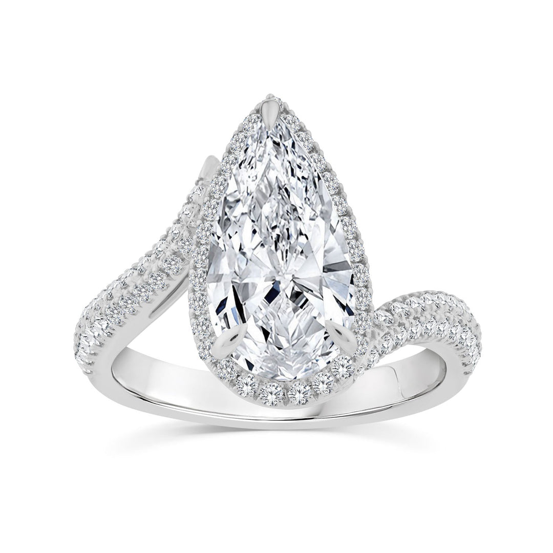 3.56ct Elongated Pear Lab Grown Diamond Ring in Platinum